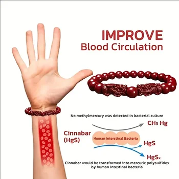 남녀공용 클래식 천연 시나바 스트레치 비즈 팔찌, 행운의 짐승 픽시우, 부를 위한 악마 휴일 선물 상품 이미지