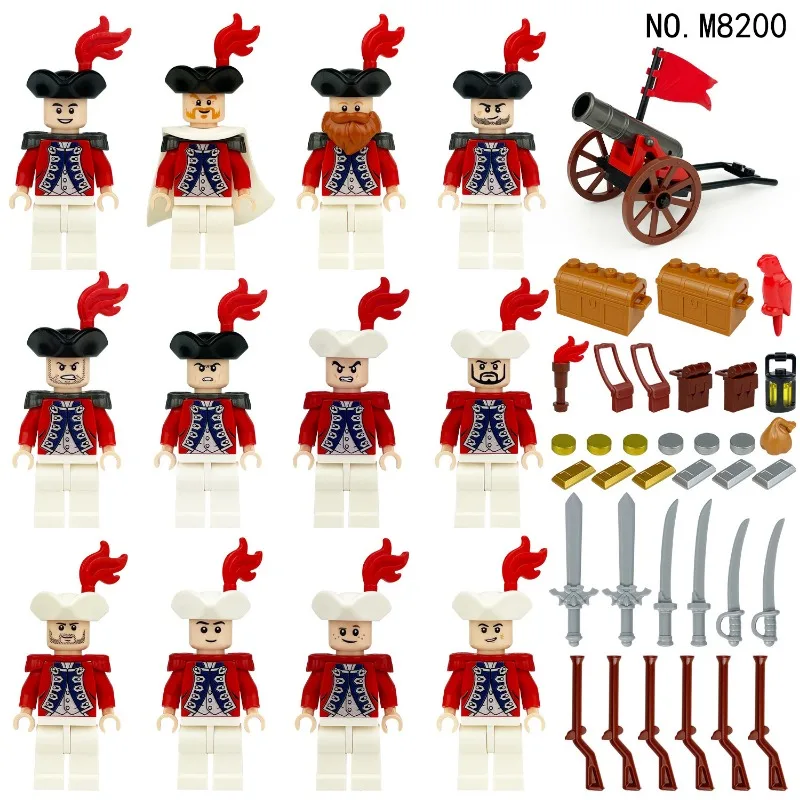 해군 8200 로얄 미니피규어 국경 간 도매 어린이 조립식 소형 블록 장난감 총 트럭 무기 상자