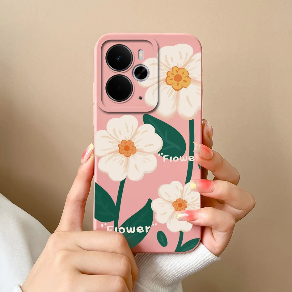 Luxury Floral Print Liquid Silicone Case - High Quality, Anti-Drop, Durable, Anti-Slip Housing