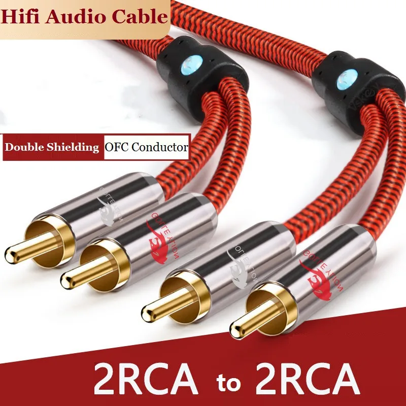 Kabel Audio Hi-Fi RCA ke RCA Male Jack untuk Amplifier CD DVD