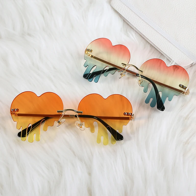 

LORETOROSA Women Sunglasses Heart Shape Water Dripping Design Gradient Color Lenses 9 Colors Outdoor Fashion Eyewear For Girl