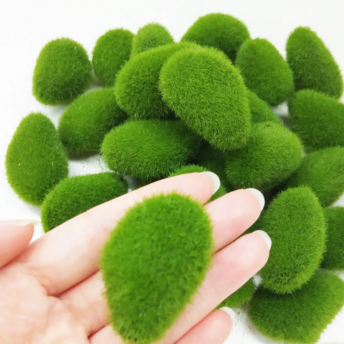 Faux Green Moss Covered Stones 1 Pack Garden Landscaping DIY Decoration Bonsai Moss Ornaments Simulation Foam Balls Multi-Size decorative stones artificial stones artificial moss rocks