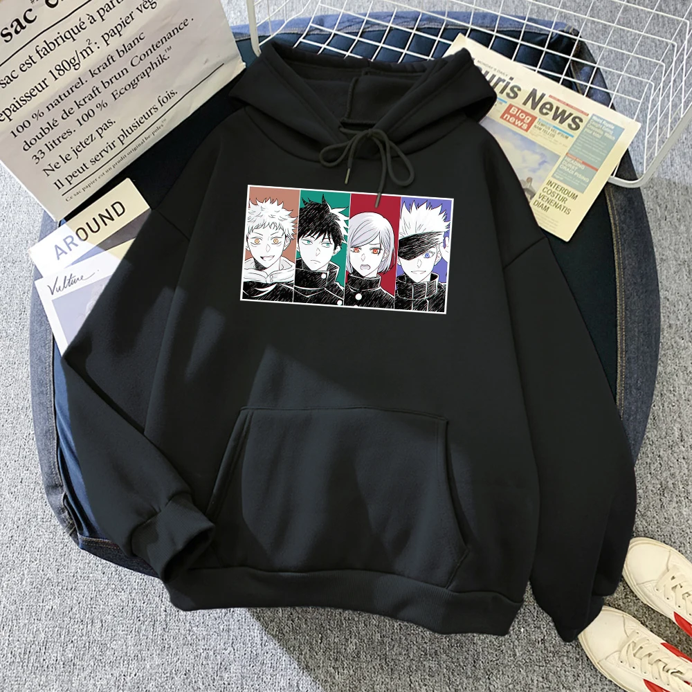 

New Jujutsu Kaisen Gang Of Four Printed Mens Hoody Thick Winter Sportwear Fleece Autumn Sweatshirt Oversized Loose Men'S Hooded
