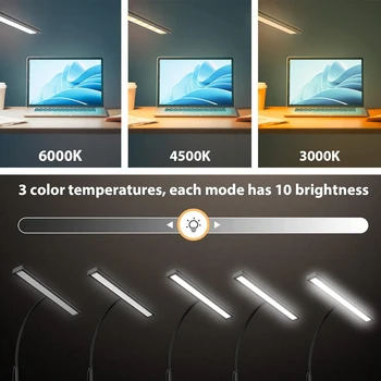 LED Desk Lamp for Office Home, Eye-Caring Desk Light Lamp with Stepless Dimming Adjustable Flexible Gooseneck And Light Color 2 LED Desk Lamp for Office Home, Eye-Caring Desk Light Lamp with Stepless Dimming Adjustable Flexible Gooseneck And Light Color 2