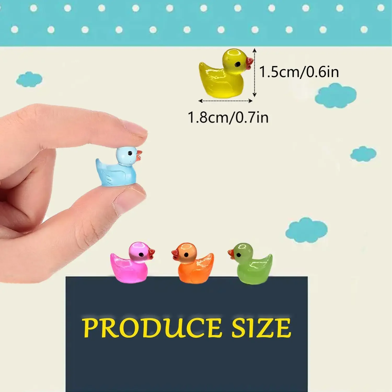 30/60/100PCS Glowing Mini Resin Little Ducks Moss Microlandscape Miniature Duck Figurines Fairy Garden Accessories Home Decor