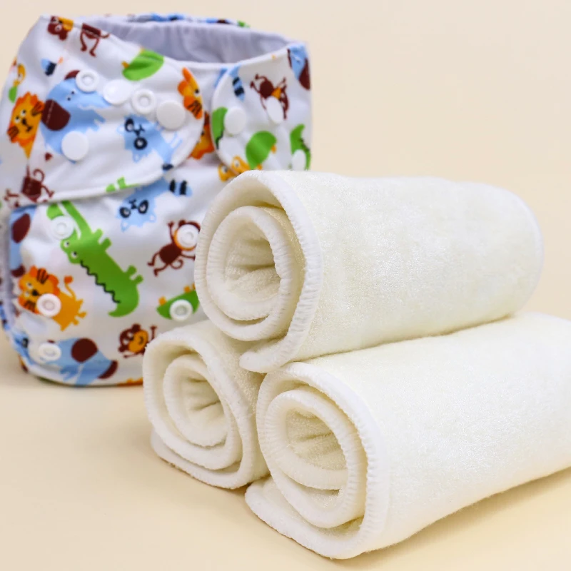 5pcsAnanbaby 2L Bamboo + 2L Microfiber With a Snap Highly Absorb Cloth Adjustable Reusable Supplier Washable Baby Diaper Inserts
