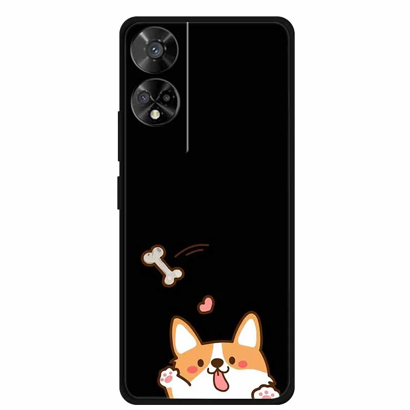 Original Soft Silicone TPU Phone Case Back Cover - Fashion Planet Design, Black Bumper
