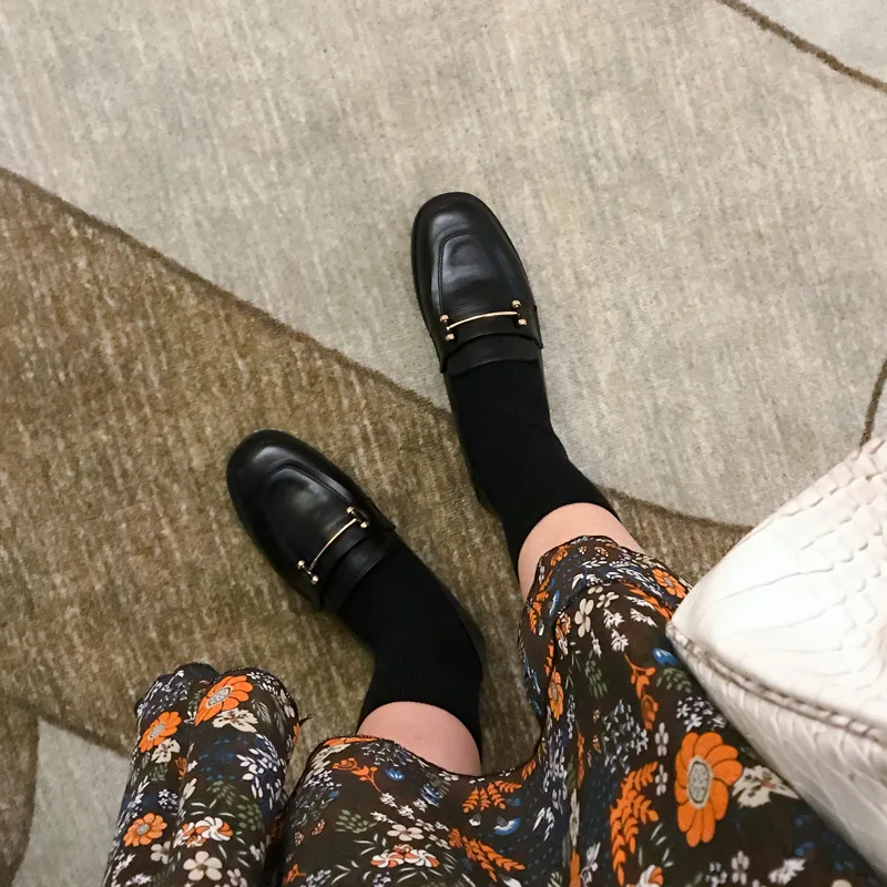 

Туфли-оксфорды женские с квадратным носком, повседневные кроссовки, без застежки, классические, кожаные, на шнуровке, лоферы, осень