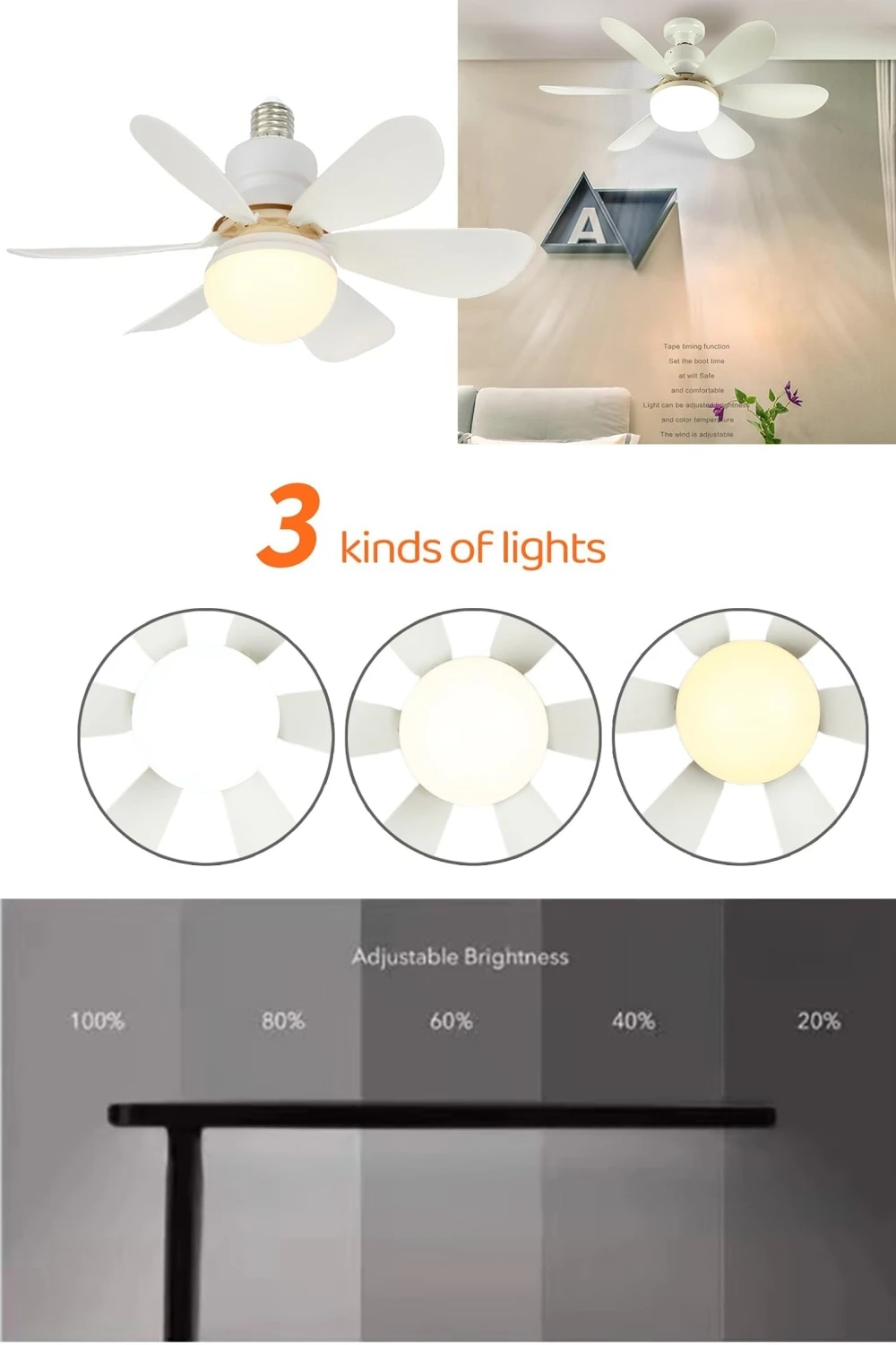 LED Fan Lamp Remote Control Ceiling Fan for Home Office