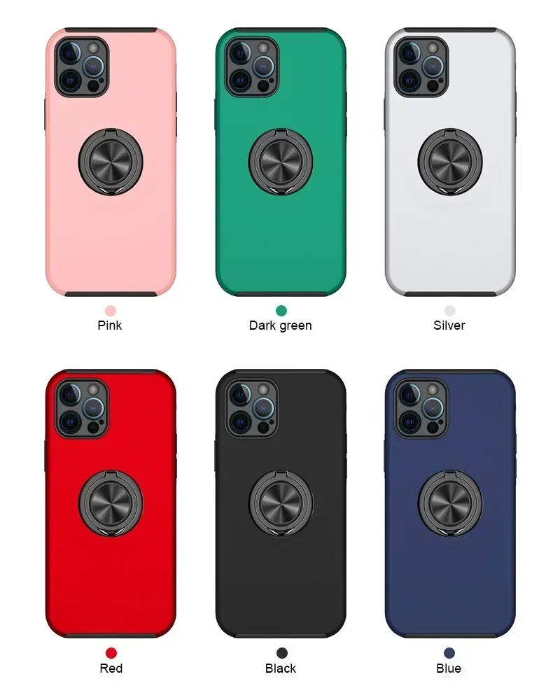 Magnetic Ring Holder Phone Case - Hard Shell Protective Cover
