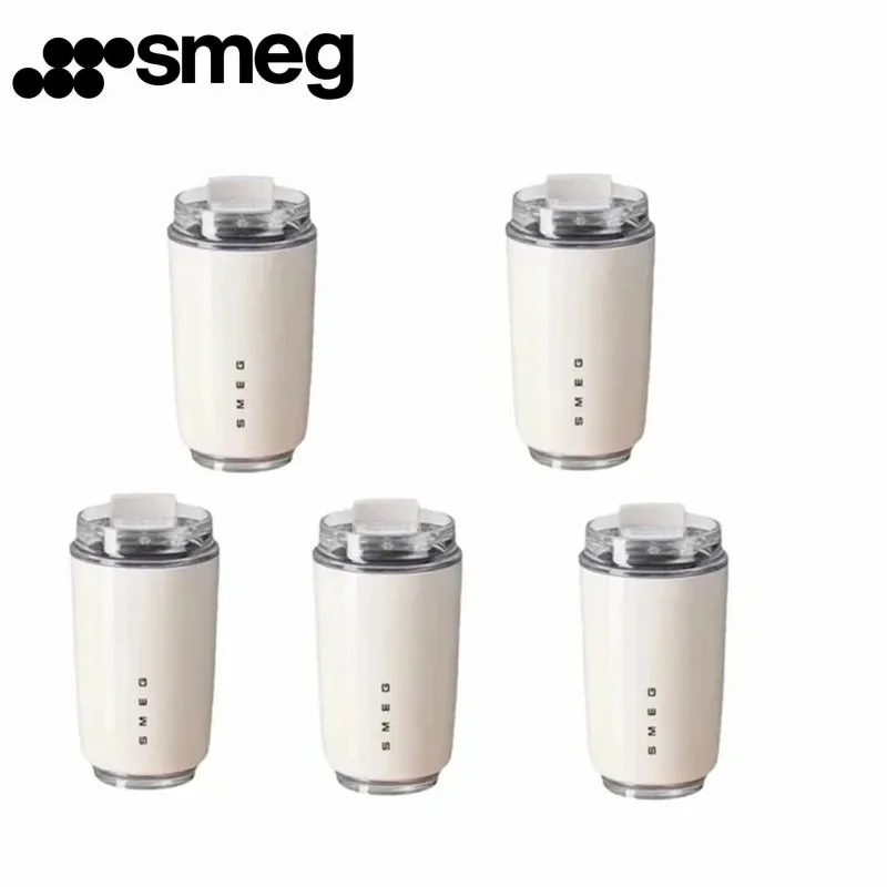 

Термос SMEG, чашка для горячего кофе, изолированная Термокружка Из Нержавеющей Стали, Спортивная бутылка с отсеком, белый водоотталкивающий термос