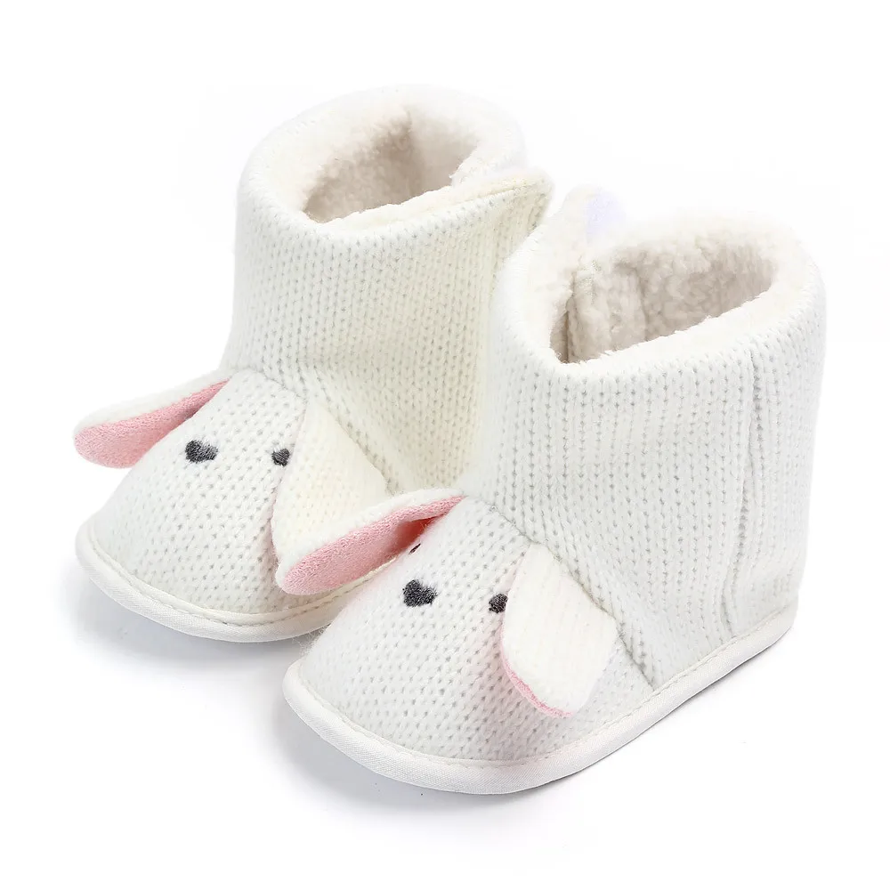 

Toddler Newborn Baby Crawling Shoes Booties Boy Girl Slippers Prewalker Trainers Fur Winter Flower First Walker White 0-18m