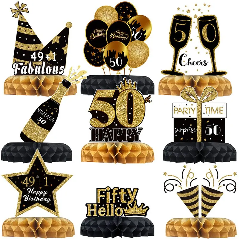 Happy 50th Birthday Backdrop Background Banner For Man Napkin Balloon Door Curtain 50 Years Anniversary 50 Birthday Party Decor