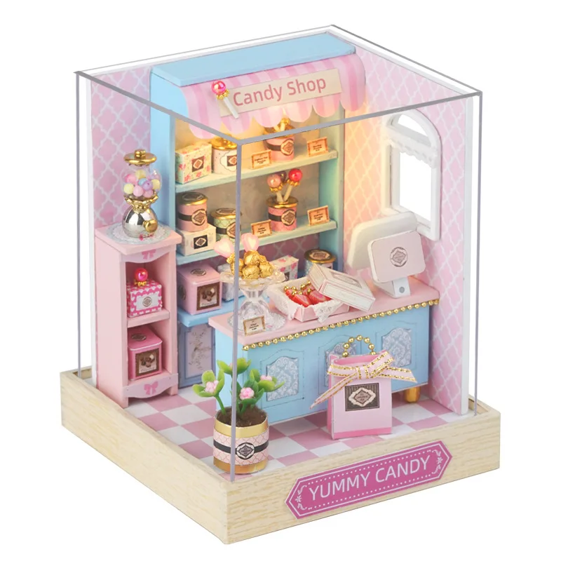 Deluxe Milk Tea Dollhouse DIY Kit: Handmade 3D Puzzle and Wooden Crafts