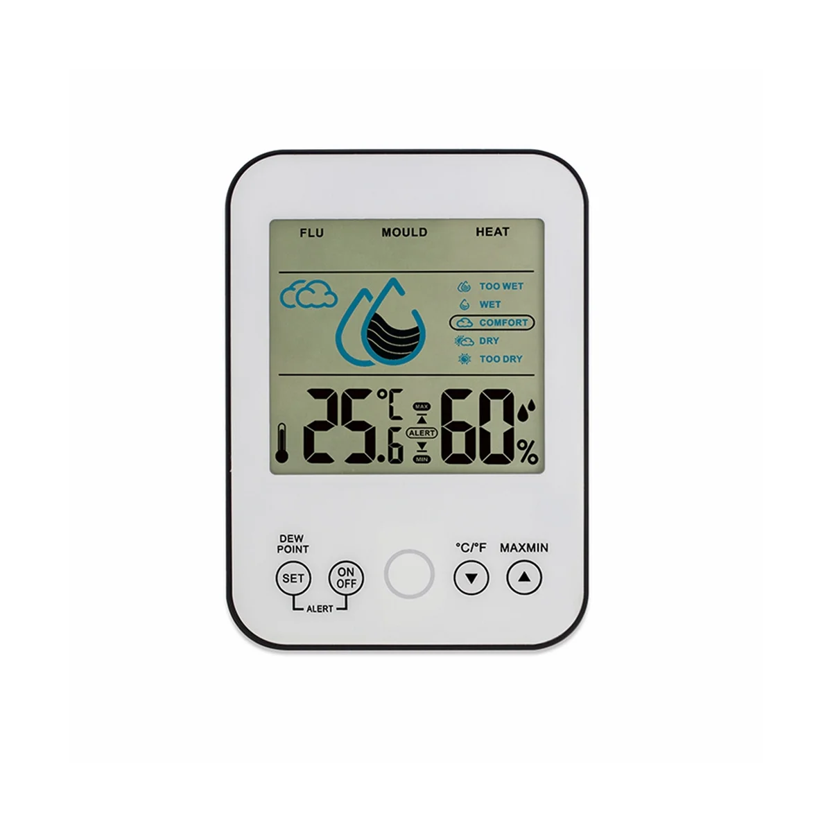 

Цифровой термометр-гигрометр с ЖК-дисплеем, комнатный датчик температуры, монитор для здоровья и ухода, метеостанция с белым измерителем влажности