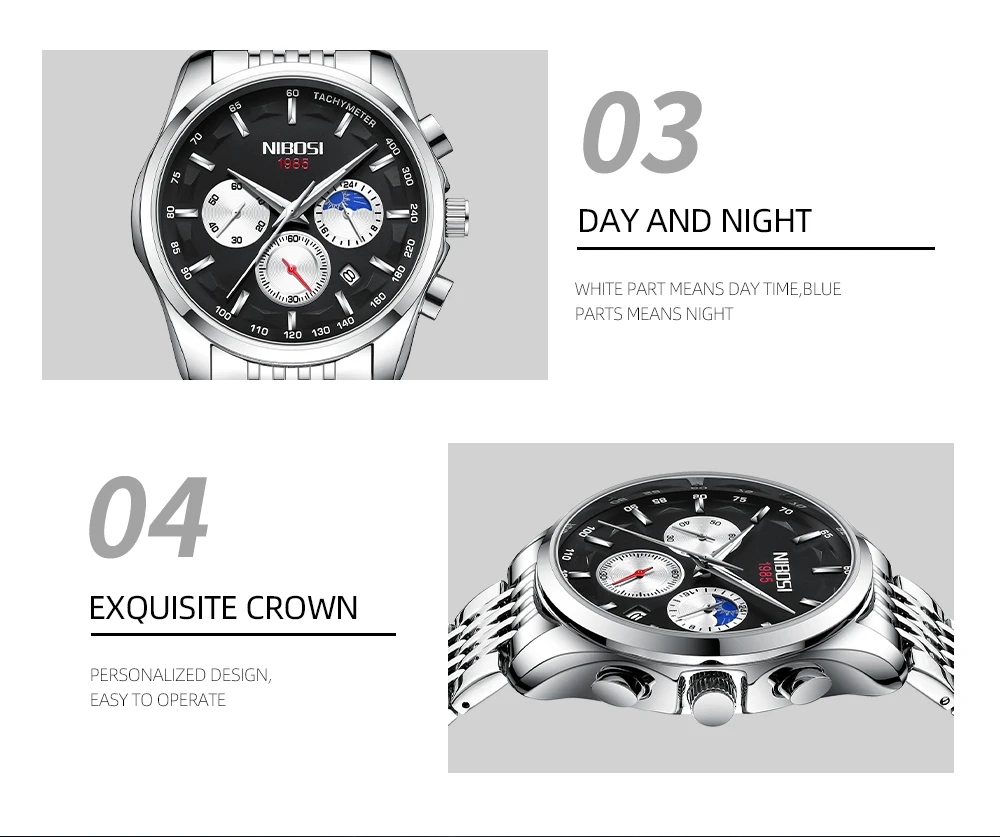 NIBOSI 2022 Relogio Masculino Fashion Brand Luxury Mens Watches Stainless Steel Waterproof Sports Quartz Men Watch For Gift Box
