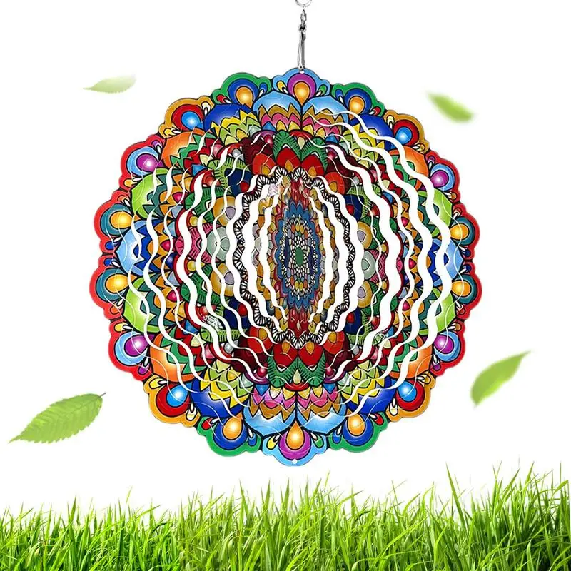 

Stainless Steel Wind Spinners Attractive Stainless Steel Windmill Wind Catcher Geometric Pattern Wind Sculptures 3D Garden