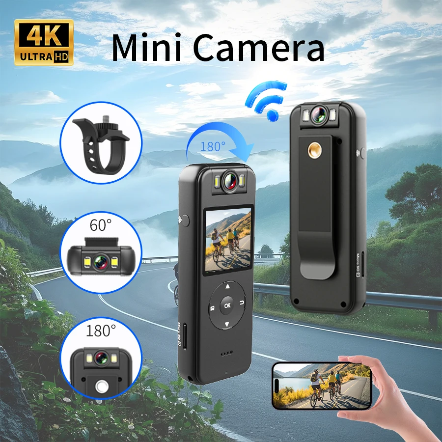 1 4K 초고화질 야간 투시 네트워크 DV 카메라, WiFi 카메라, 야외 스포츠 자전거 카메라, 휴대용 오토바이 카메라