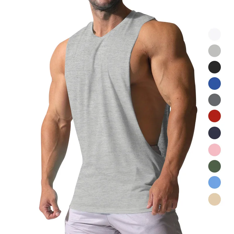 Men Summer Sleeveless Vest Solid Color Tee