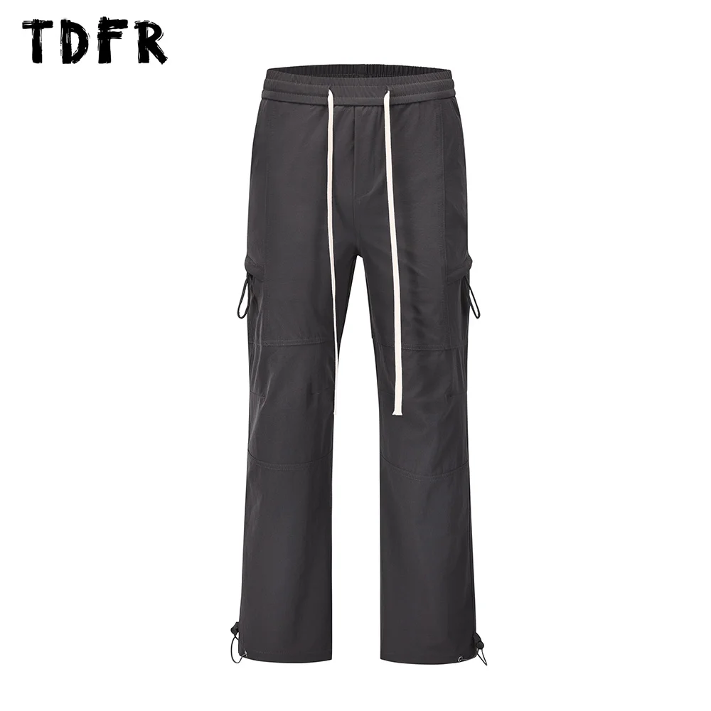

Solid Color Jogger Pants Mens Safari Style Zipper Pocket Elastic Waist Loose Trousers Men