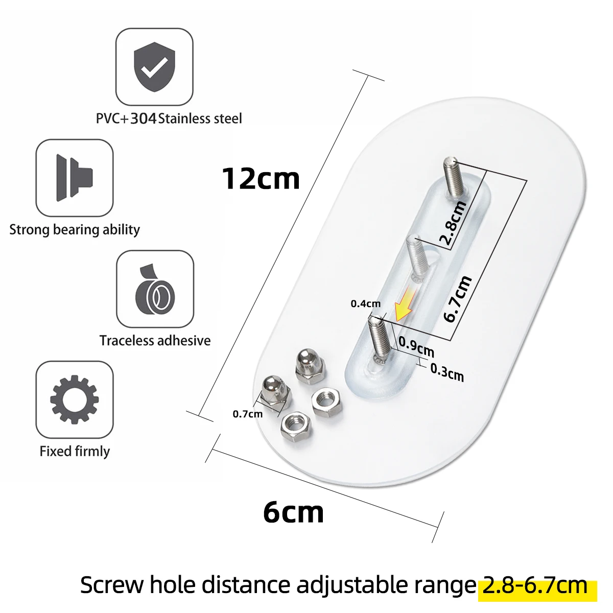 Strong Double Screw Sticker Hook For Kitchen Bathroom
