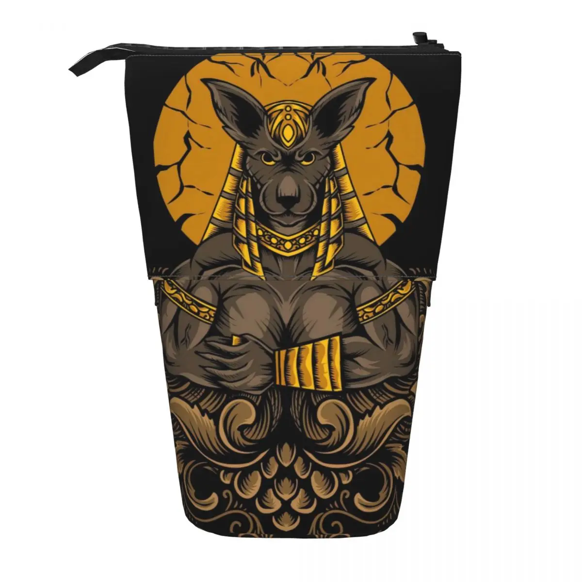 

Anubis God With Engraving Ornament Pen Box Student School Zipper Pen Bag Pencase Vertical Retractable Pencil Case