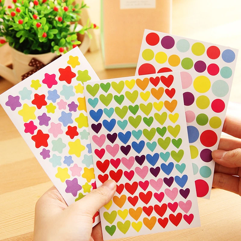 Decorative stickers 6pcs Clipbook Self-adhesive Album Decoration Accessories DIY Star Heart Dots Handicrafts