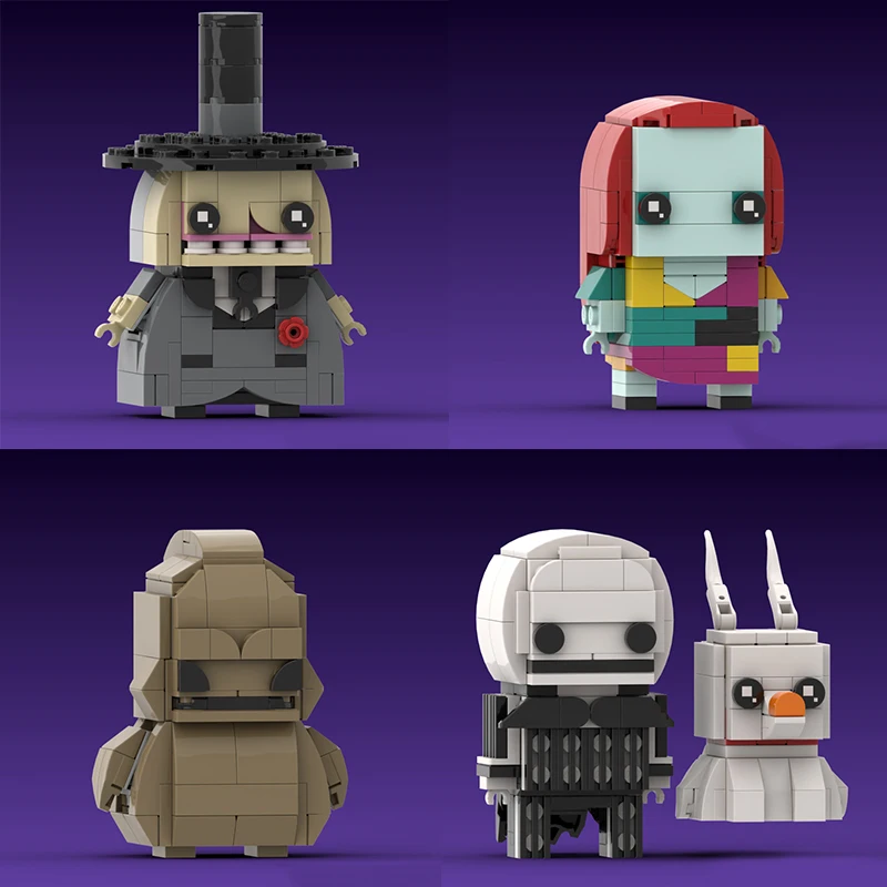 

MOC Movie Nightmareal Before Christmas Mayor Sally Brickheadz Building Block Halloween Pumpkin Witch Anime Figure Bricks Toys