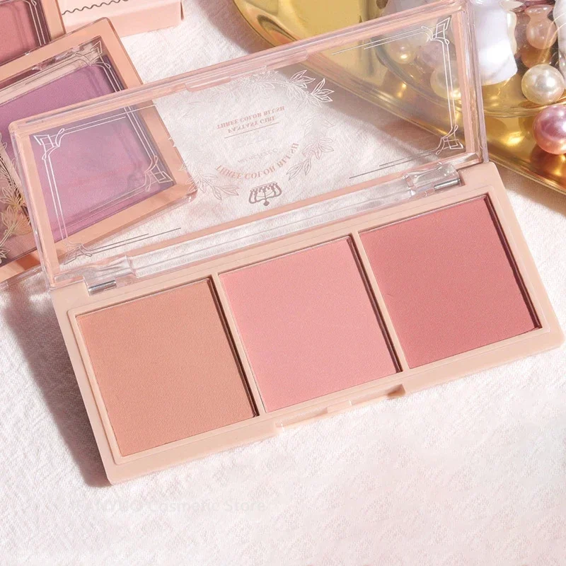 3 Colors/set Blush Plate Peach Pallete Ace Mineral Pigment Cheek Blusher Powder Makeup Professional Contour Shadow Pink Blush 3