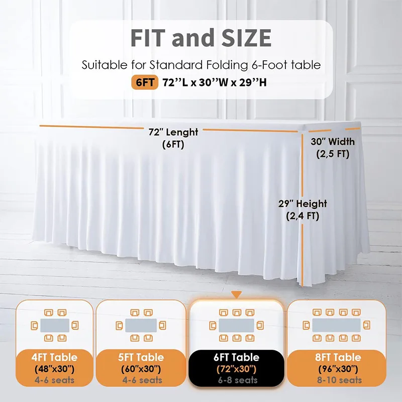 Wrinkle Resistant Elastic Tablecloth Cover for Wedding Banquet Rectangular Table Skirt Conference Tablecloth Full Circumference
