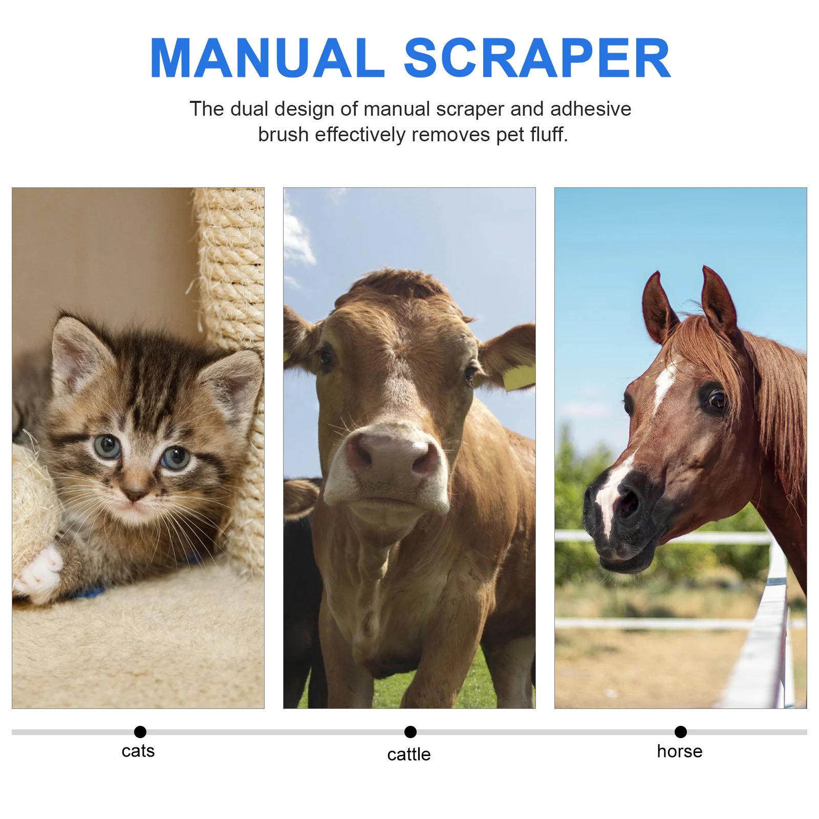 Manual Scraper Livestock Comb Horse Grooming Kit Stainless Steel Cleaning Brush Abs Cattle Bridegroom Spatula 3