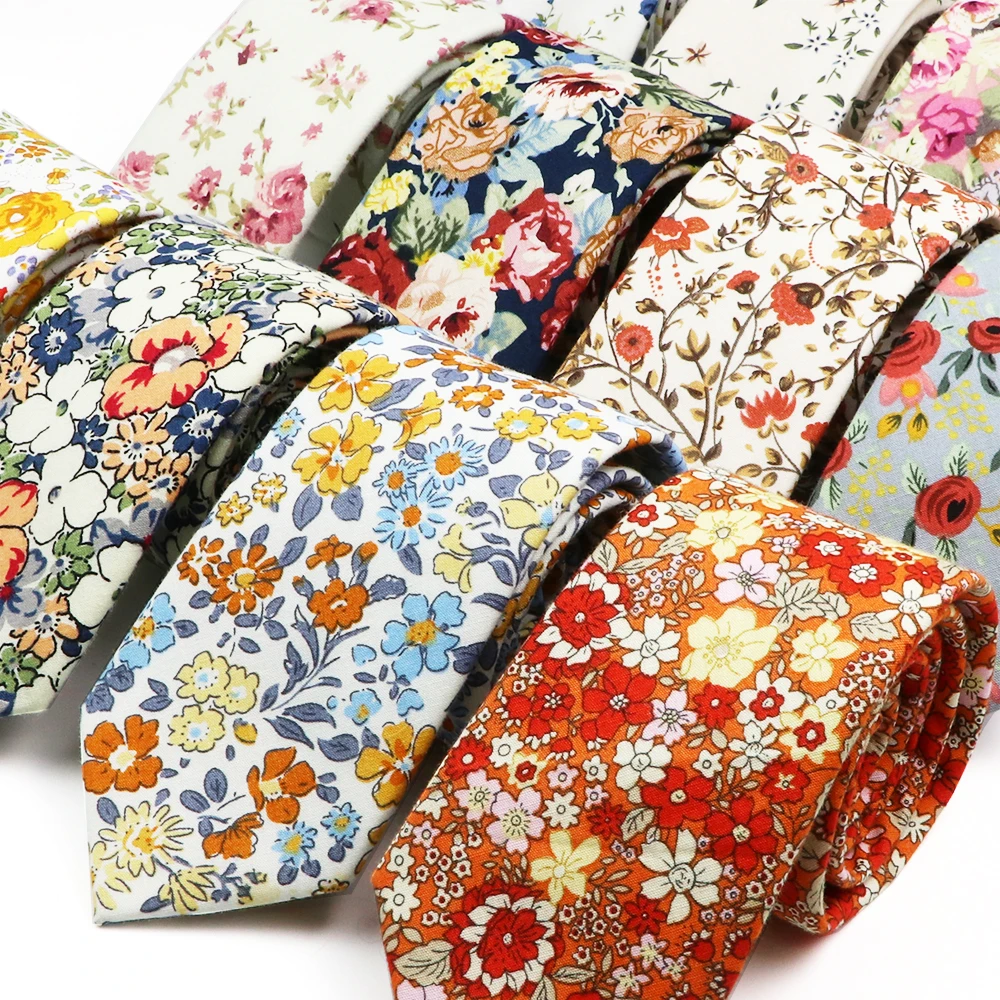 Heißer Verkauf hübsche Blumenmuster Krawatte weiße rote Baumwolle Krawatte für Hochzeits feier Kleid Hemd täglich tragen Dekoration Accessoires Geschenk