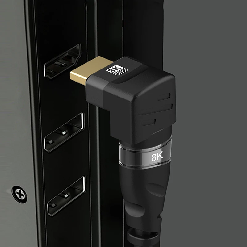 Ultra HD HDMI 2.1 Right Angle Adapter - Male to Female Connector