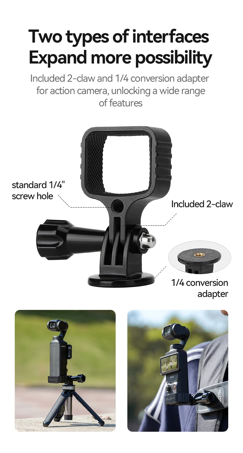 Aluminum Alloy Quick Release Extensions Frame Two Claw Adapter 1/4 Screw Action