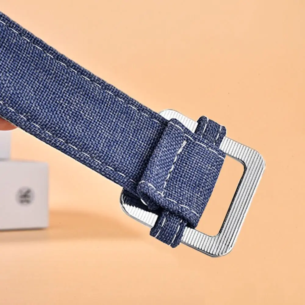 Women Casual Denim Canvas Belt with Non Porous Buckle
