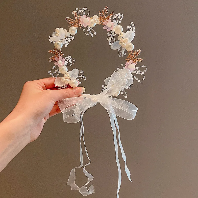 Children's Crown Headgear Princess Wreath Super Fairy Headband Flower Girl Wedding Flower Hair Accessories Hairpin