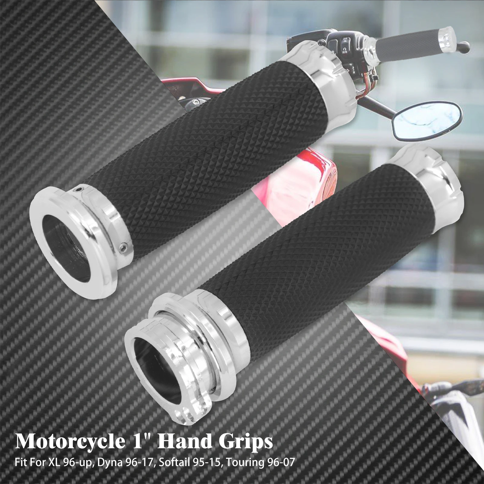 

Motorcycle 1'' Hand Grips 25mm Handle Bar For Harley Touring Road Glide FLHR 96-07 Sportster XL883 Dyna Softail 95-15 Hand Grip