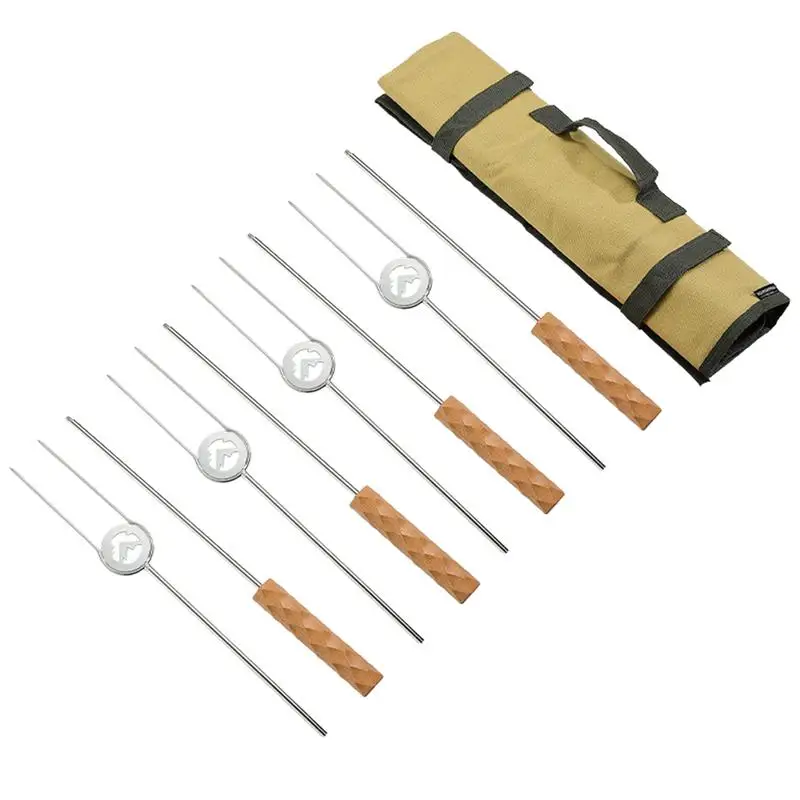 

Grill Fork 4 Pieces 2-Section Roasting Skewers 2-Prong Sticks Fire Pit Sticks Vegetable Skewers BBQ Accessories For Hot Dog