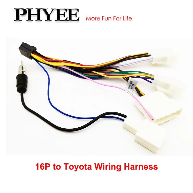 Radio Wiring Harness 16 Pin Male Plug Antenna Connector Car Audio Head Unit Cable Adapter For