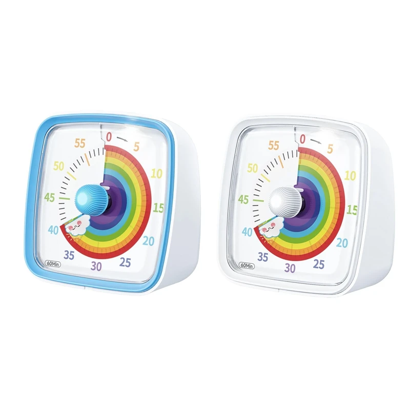 60-Minute Visual Timer With Night Light, Countdown Timer,Pomodoro Timer With Rainbow Pattern For Kids And Adults