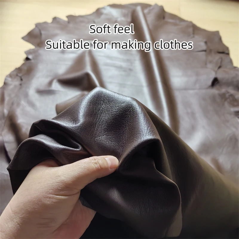 0.8/1mm 브라운 블랙 양가죽. 첫 번째 레이어 가죽. 진짜 가죽 원단. 가죽 의류용 수제 DIY. 전체 양가죽