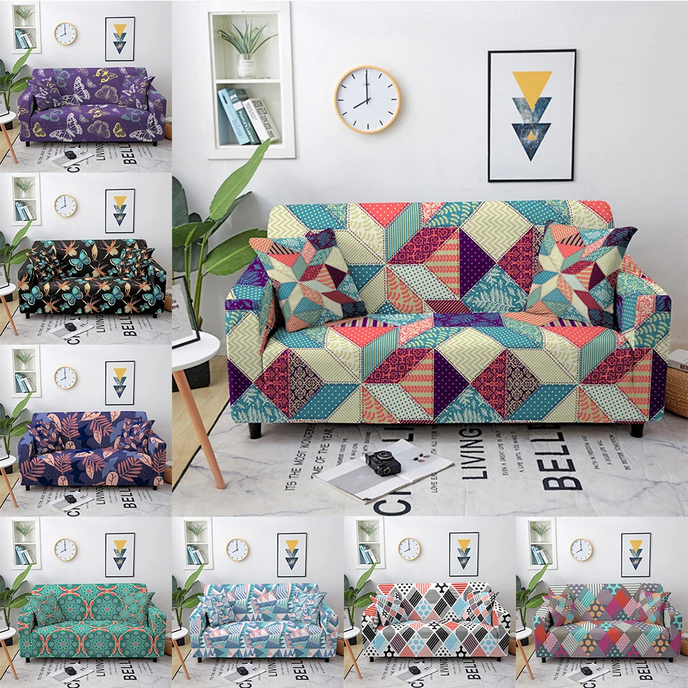 

Modern Elastic Sofa Cover Geometric Pattern Couch Covers Stretch Corner Sectional Sofa Slipcover For Living Room 1/2/3/4 Seater