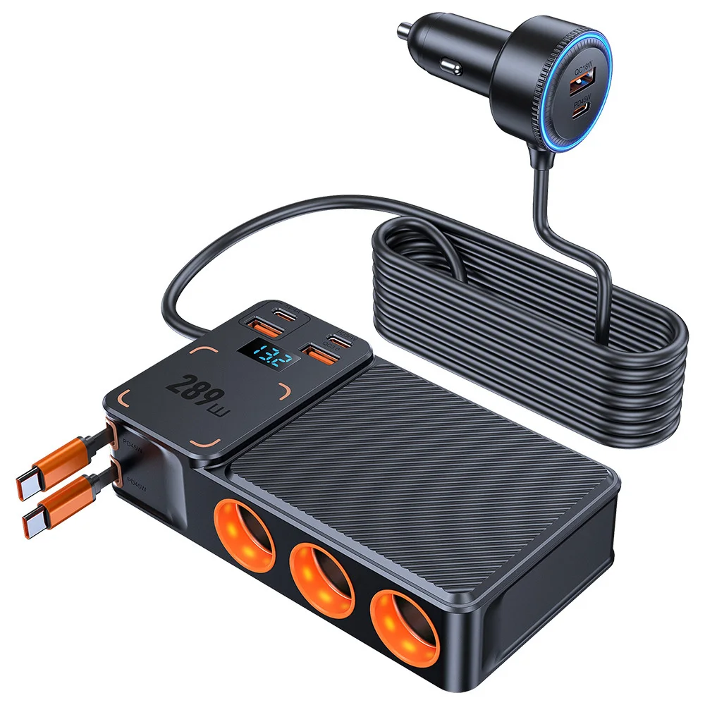 11 in 1 시거잭 분배기 289w12v/24v 차량용 충전 어댑터 PD/QC 3.0 충전 3구 DC 시거잭 분배기