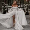 Customized Off The Shoulder Wedding Dress A Line 3/4 Puff Sleeve For Women 2022 Bride Bow Back Robe De Soirée De Mariage Custom 6