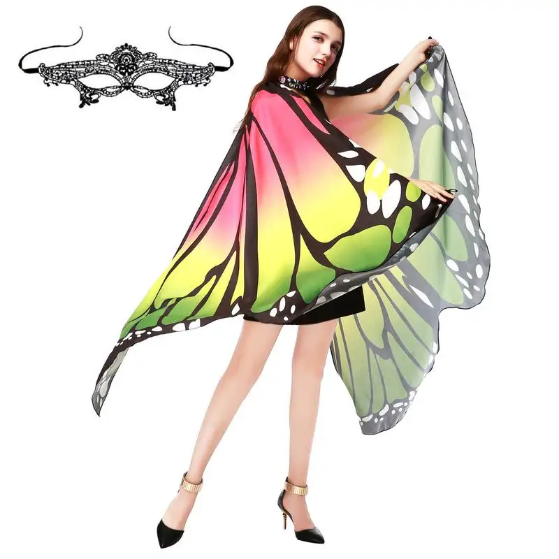 Women's Butterfly Wings Shawl Fancy Butterfly Wings Cape Butterfly Wings Shawl For Halloween Dress Up Costume Accessory versatile shawl vibrant cozy winter scarf soft comfortable thickened warm fashion accessory for women christmas new year s gift