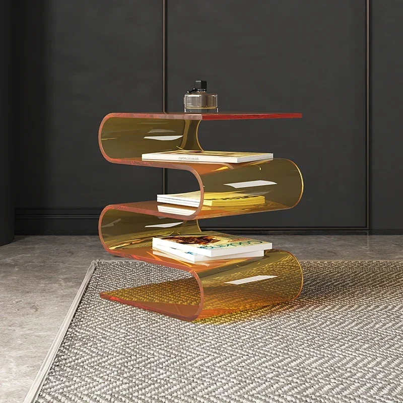 Nordic Transparent Book Shelf Acrylic Personality Side Table Living Room Furniture Home Decor Small Bookshelf Magazine Rack New