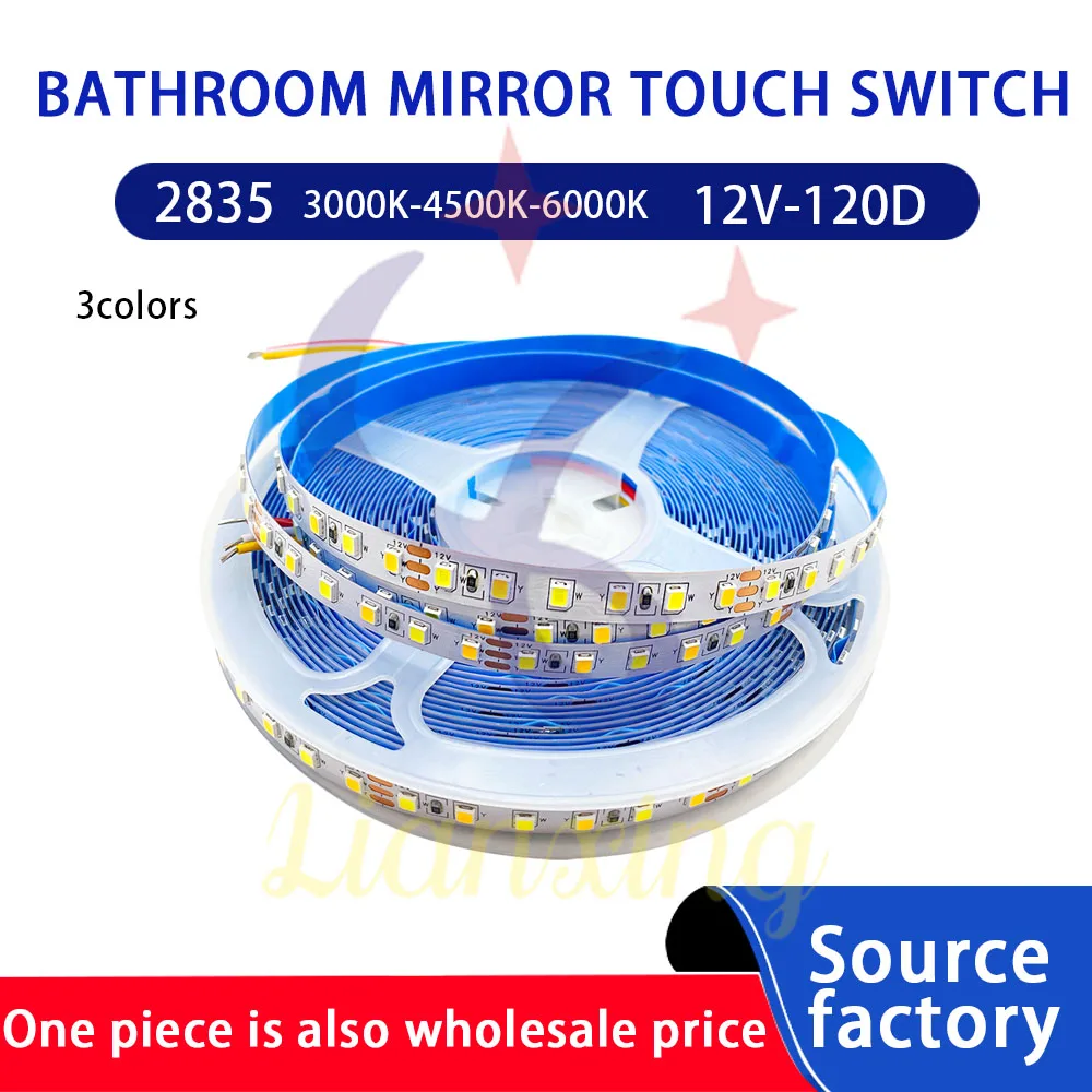 Led strip light Smart Bathroom Mirror Sensor Switch LED Strip Lights 2835 Brightness CCT dimmable strip light controller 12V120D