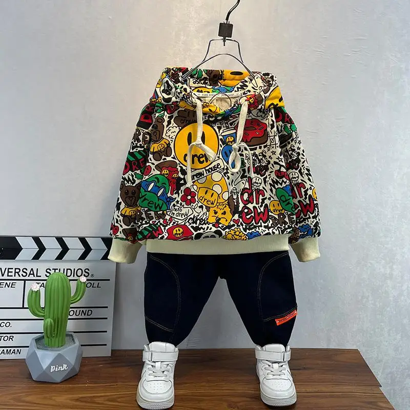 

Spring Autumn Boys Clothing Sets Fashion Suits for Kids Children's Hooded Sweatshirt+ Pants 2pscs Sets Teenager Tracksuits 2-10Y