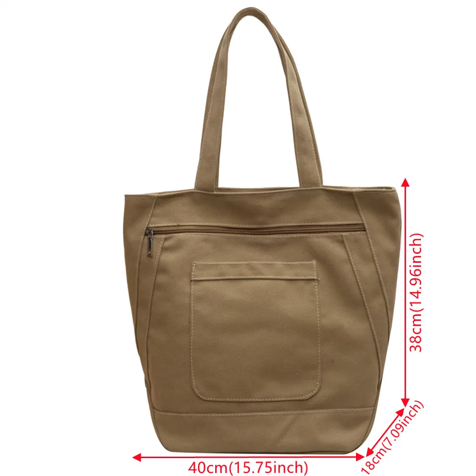 Women Canvas Shoulder Bag Large Pocket Casual Tote Women's Handbags Shoulder Handbags Travel Capacity Tote Shoulder Bags