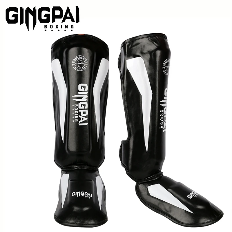 High-Quality PU Leather Boxing Shin Guards Ankle Protector MMA Muay Thai Training Leg Warmers Light Kicking Shin Pads One Pair shin guard pads,kickboxing shin guards,kickboxing leg guards
